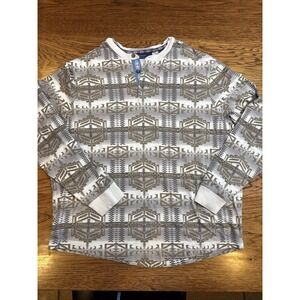 Cremieux Collection Henley Sweater‎ Mens L Tan Southwestern Print Aztec